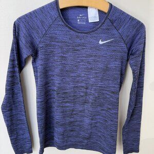 NIKE Dry Long Sleeve Running Shirt Top Purple Comet SMALL